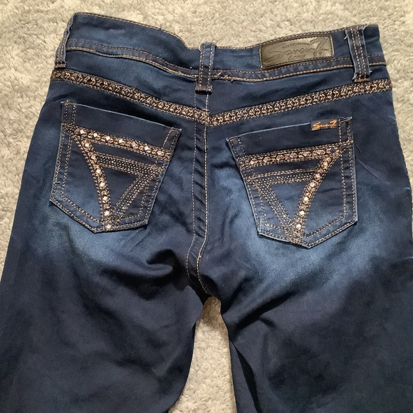 Seven7 Leggings Jeggings Jeans Size‎ 8 Dark Wash Embellished Low Rise - Picture 10 of 15
